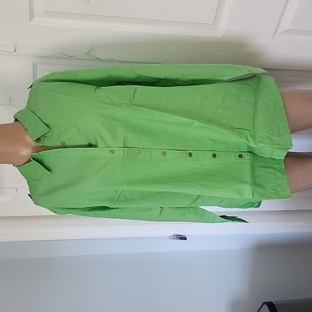 D & CO  green button down 3x